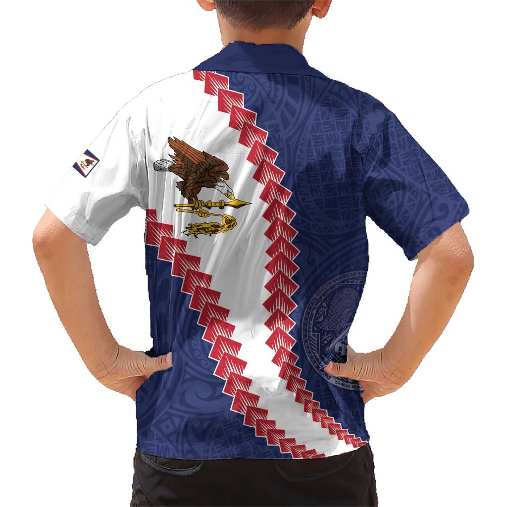 American Samoa Eagle Kid Hawaiian Shirt Polynesian Tribal Pattern Curve Style