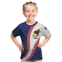 American Samoa Eagle Kid T Shirt Polynesian Tribal Pattern Curve Style LT05 Blue - Polynesian Pride