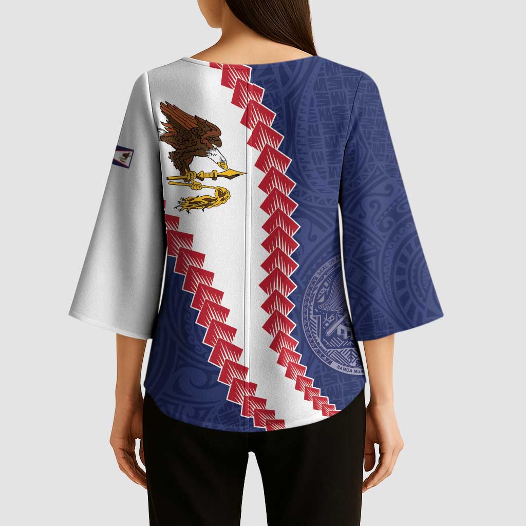 American Samoa Eagle Kimono Sleeve Blouse Polynesian Tribal Pattern Curve Style LT05 - Polynesian Pride