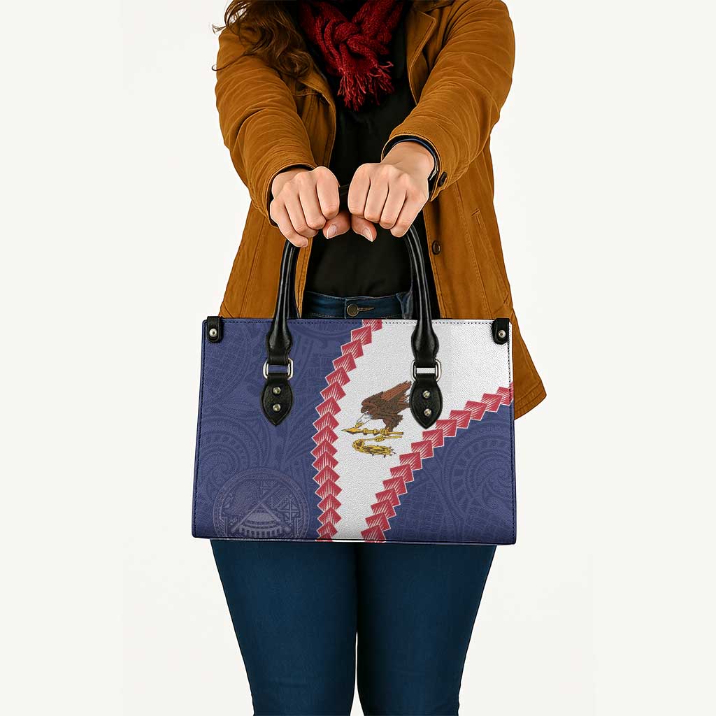 American Samoa Eagle Leather Bag Polynesian Tribal Pattern Curve Style LT05 - Polynesian Pride