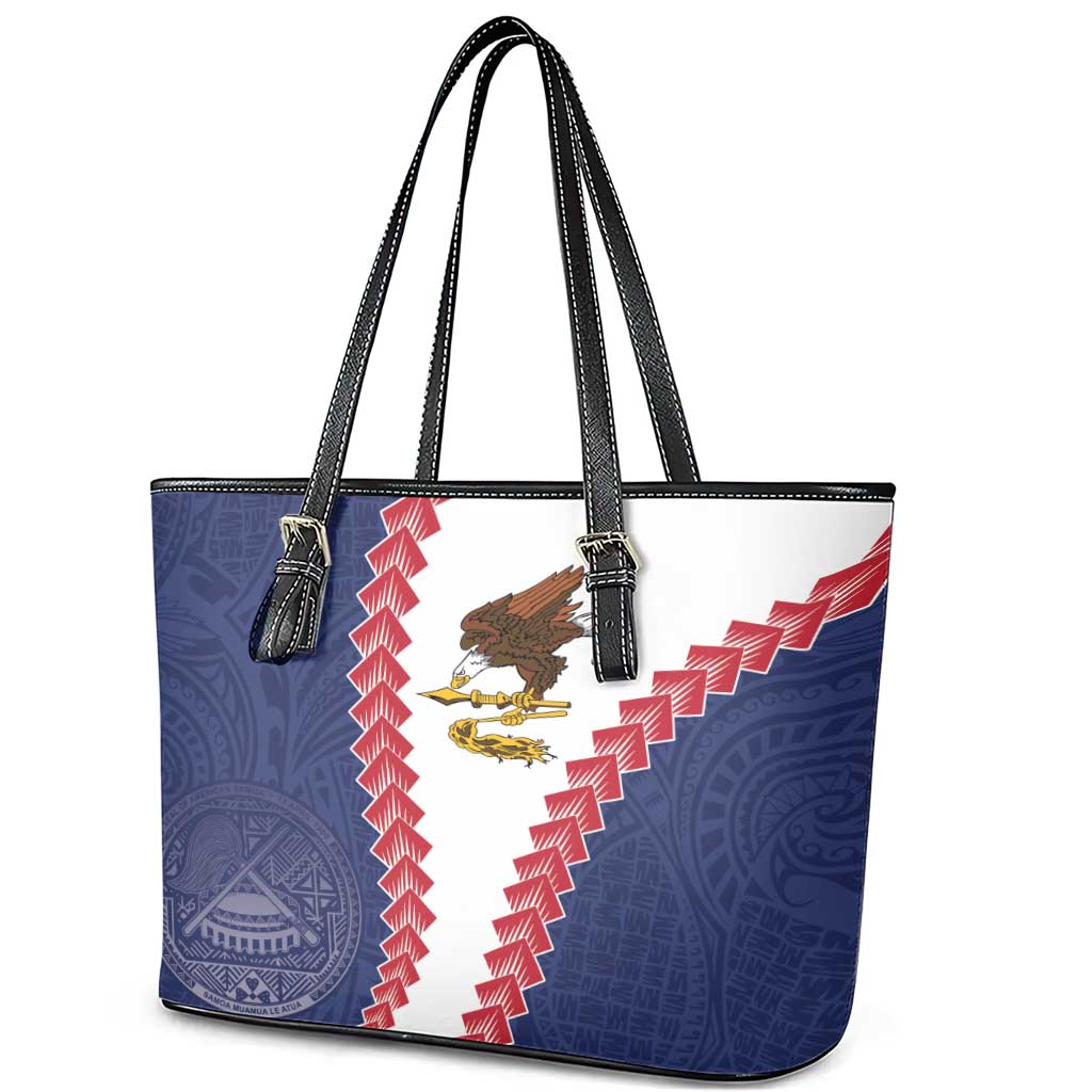 American Samoa Eagle Leather Tote Bag Polynesian Tribal Pattern Curve Style LT05 - Polynesian Pride