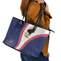 American Samoa Eagle Leather Tote Bag Polynesian Tribal Pattern Curve Style LT05 - Polynesian Pride