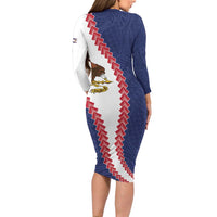 American Samoa Eagle Long Sleeve Bodycon Dress Polynesian Tribal Pattern Curve Style LT05 - Polynesian Pride