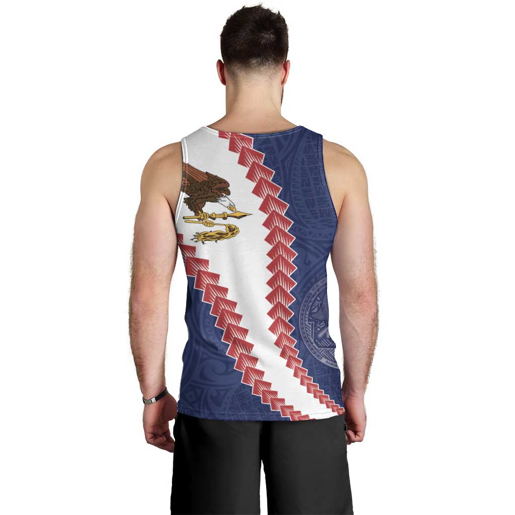 American Samoa Eagle Men Tank Top Polynesian Tribal Pattern Curve Style LT05 - Polynesian Pride