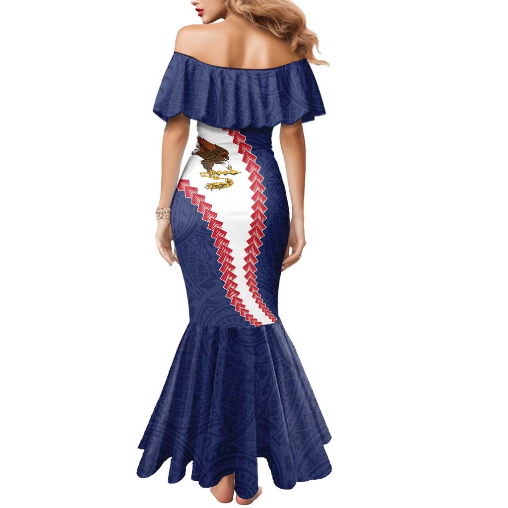 American Samoa Eagle Mermaid Dress Polynesian Tribal Pattern Curve Style LT05 - Polynesian Pride
