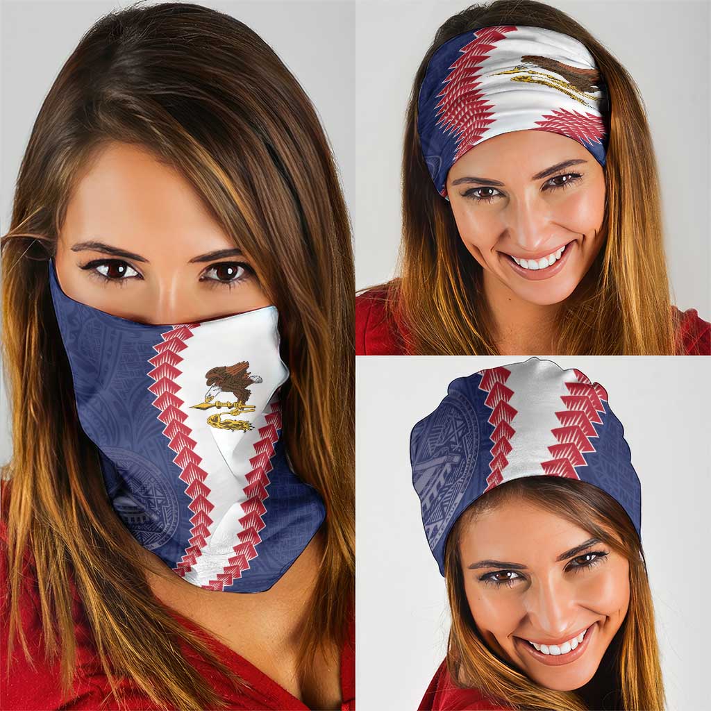 American Samoa Eagle Neck Gaiter Polynesian Tribal Pattern Curve Style LT05 - Polynesian Pride