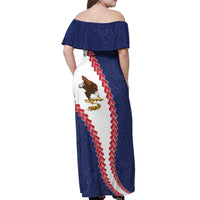 American Samoa Eagle Off Shoulder Maxi Dress Polynesian Tribal Pattern Curve Style LT05 - Polynesian Pride