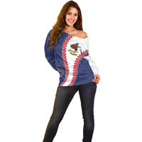 American Samoa Eagle Off Shoulder Sweater Polynesian Tribal Pattern Curve Style LT05 - Polynesian Pride