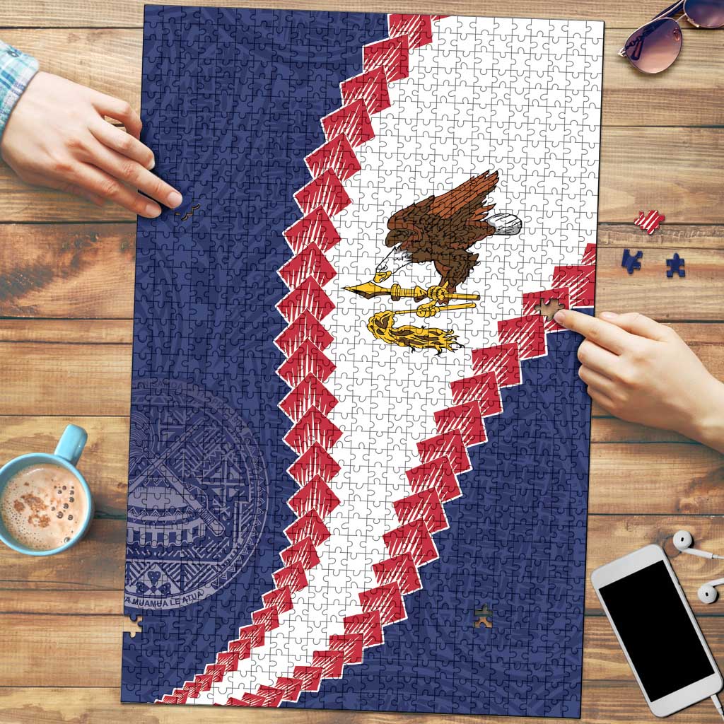American Samoa Eagle Puzzle Polynesian Tribal Pattern Curve Style LT05 Blue - Polynesian Pride