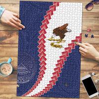 American Samoa Eagle Puzzle Polynesian Tribal Pattern Curve Style LT05 Blue - Polynesian Pride