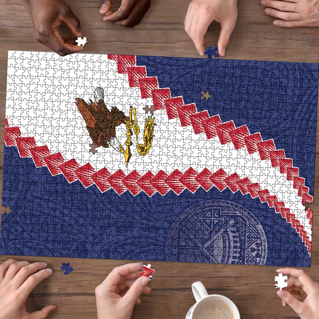 American Samoa Eagle Puzzle Polynesian Tribal Pattern Curve Style LT05 - Polynesian Pride
