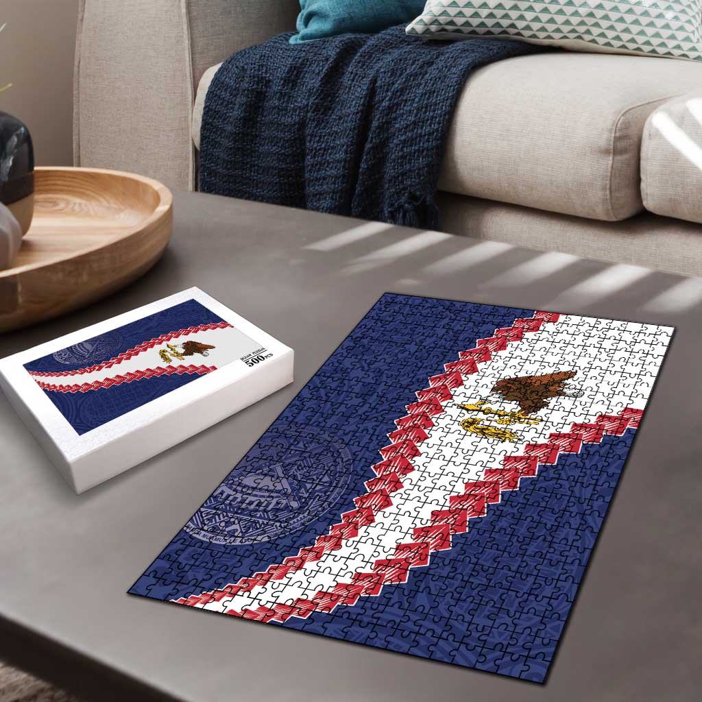 American Samoa Eagle Puzzle Polynesian Tribal Pattern Curve Style LT05 - Polynesian Pride