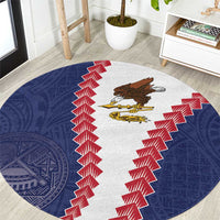 American Samoa Eagle Round Carpet Polynesian Tribal Pattern Curve Style LT05 Blue - Polynesian Pride