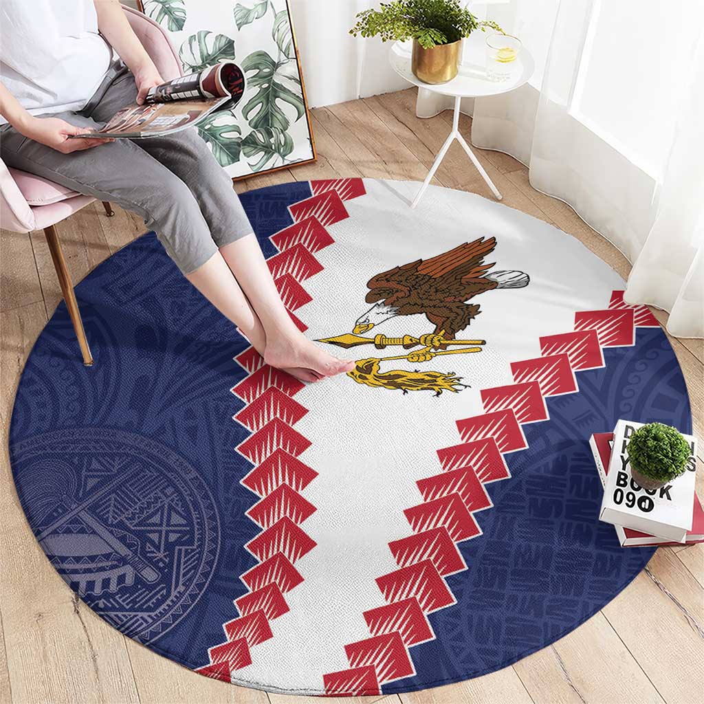 American Samoa Eagle Round Carpet Polynesian Tribal Pattern Curve Style LT05 - Polynesian Pride