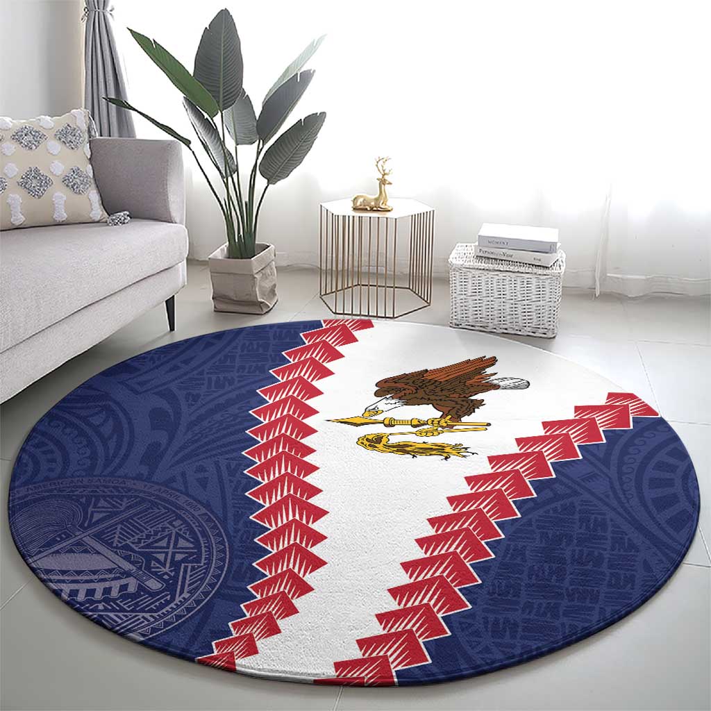 American Samoa Eagle Round Carpet Polynesian Tribal Pattern Curve Style LT05 - Polynesian Pride
