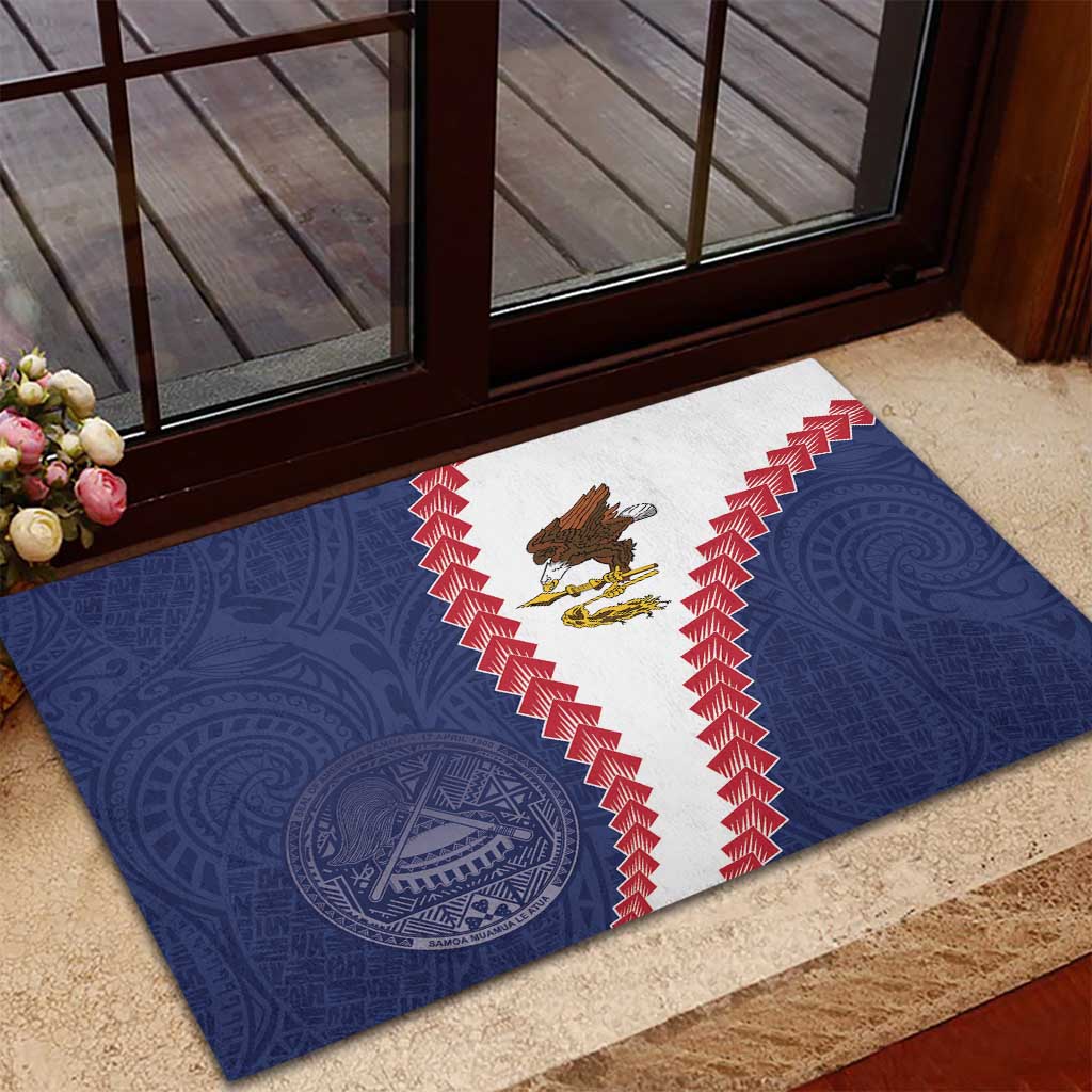American Samoa Eagle Rubber Doormat Polynesian Tribal Pattern Curve Style LT05 - Polynesian Pride