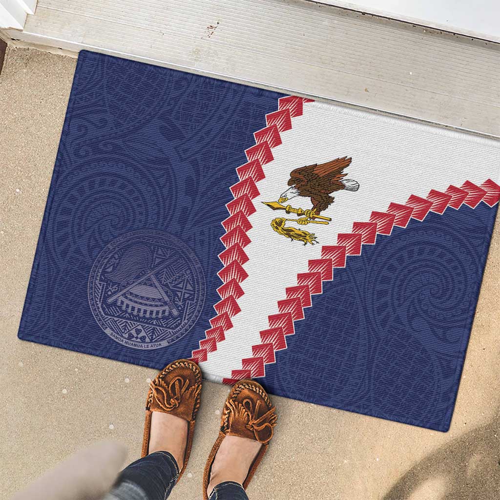 American Samoa Eagle Rubber Doormat Polynesian Tribal Pattern Curve Style LT05 - Polynesian Pride