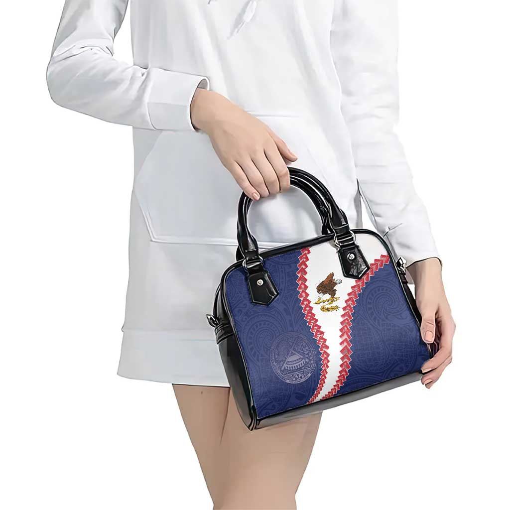 American Samoa Eagle Shoulder Handbag Polynesian Tribal Pattern Curve Style LT05 - Polynesian Pride