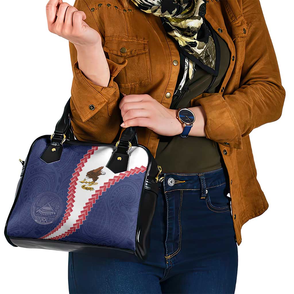 American Samoa Eagle Shoulder Handbag Polynesian Tribal Pattern Curve Style LT05 - Polynesian Pride