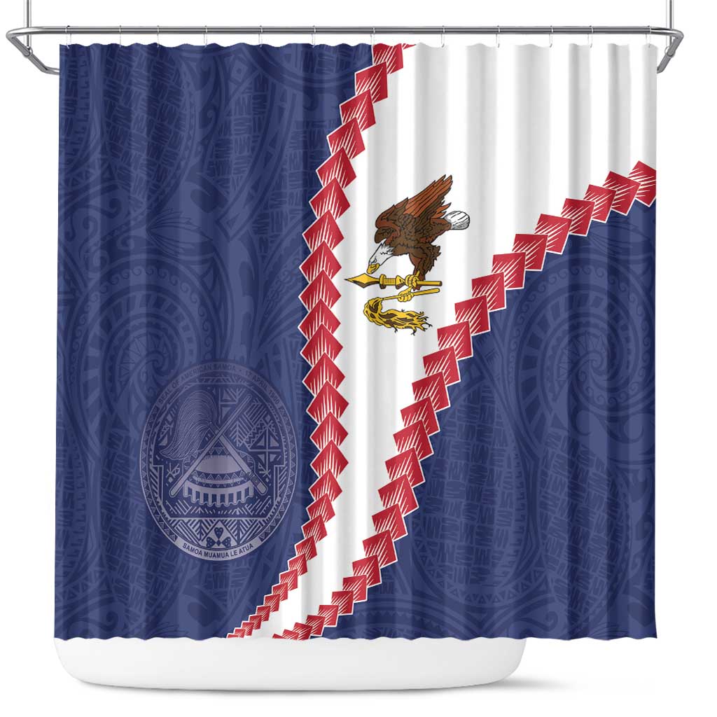 American Samoa Eagle Shower Curtain Polynesian Tribal Pattern Curve Style LT05 Blue - Polynesian Pride