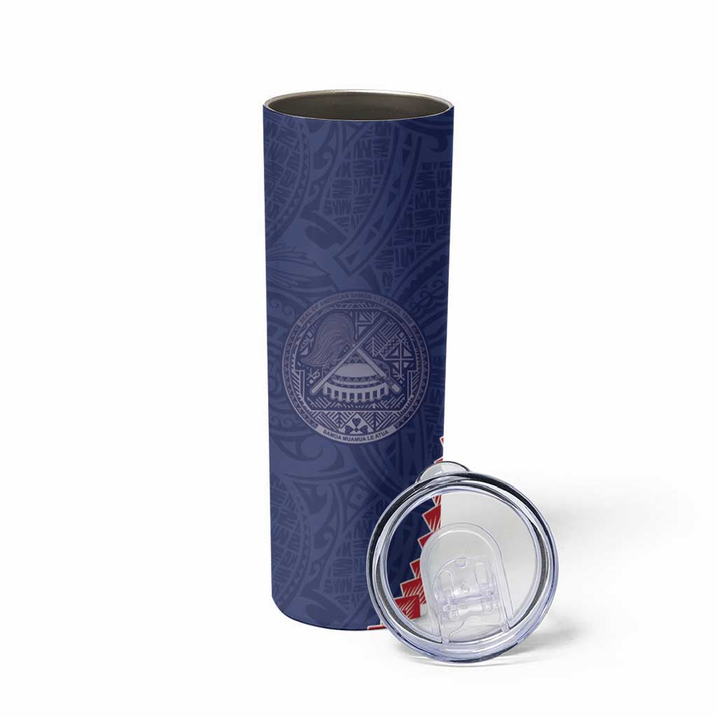 American Samoa Eagle Skinny Tumbler Polynesian Tribal Pattern Curve Style LT05 - Polynesian Pride