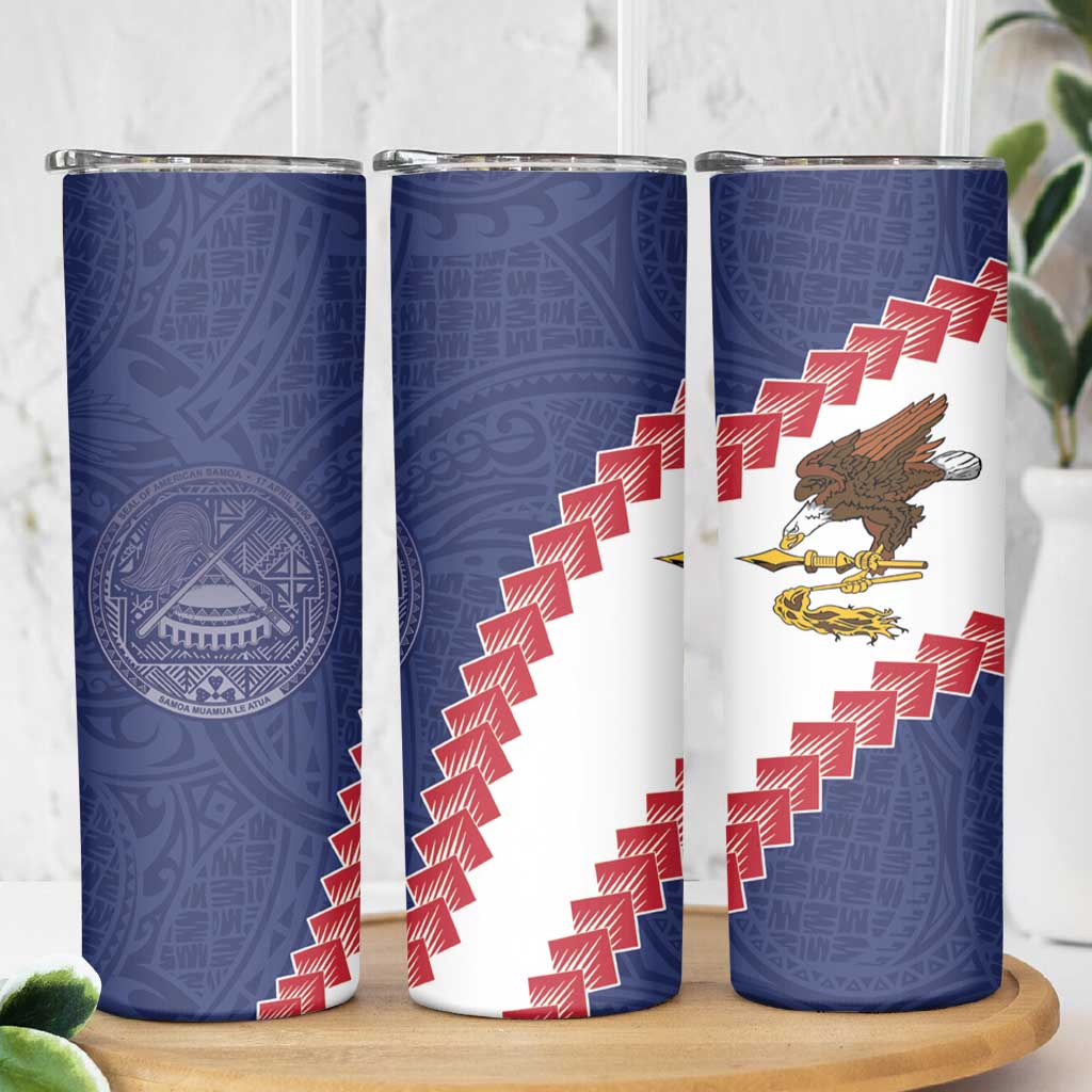 American Samoa Eagle Skinny Tumbler Polynesian Tribal Pattern Curve Style LT05 - Polynesian Pride