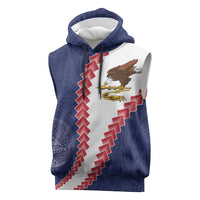 American Samoa Eagle Sleeveless Hoodie Polynesian Tribal Pattern Curve Style LT05 Blue - Polynesian Pride