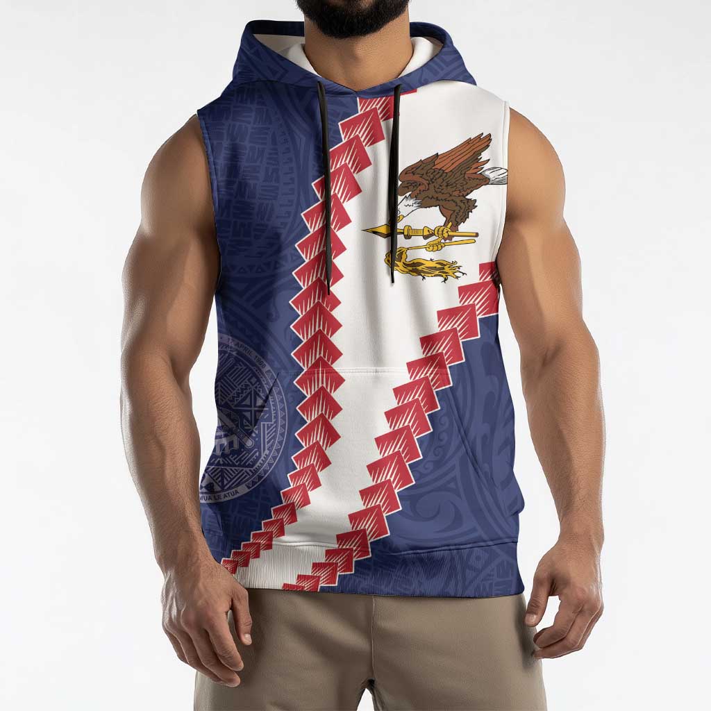 American Samoa Eagle Sleeveless Hoodie Polynesian Tribal Pattern Curve Style LT05 - Polynesian Pride
