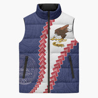 American Samoa Eagle Sleeveless Puffer Jacket Polynesian Tribal Pattern Curve Style LT05 Unisex Blue - Polynesian Pride