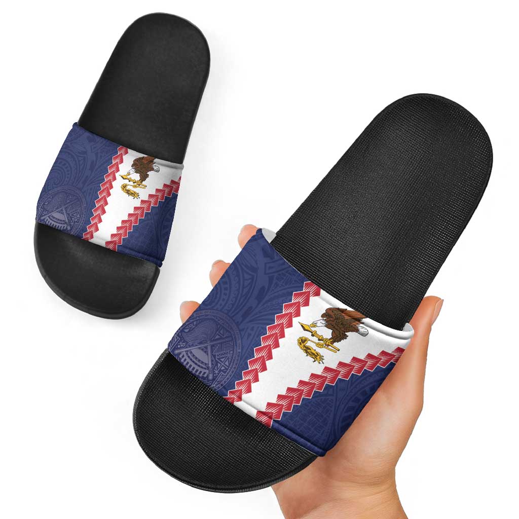 American Samoa Eagle Slide Sandals Polynesian Tribal Pattern Curve Style LT05 - Polynesian Pride