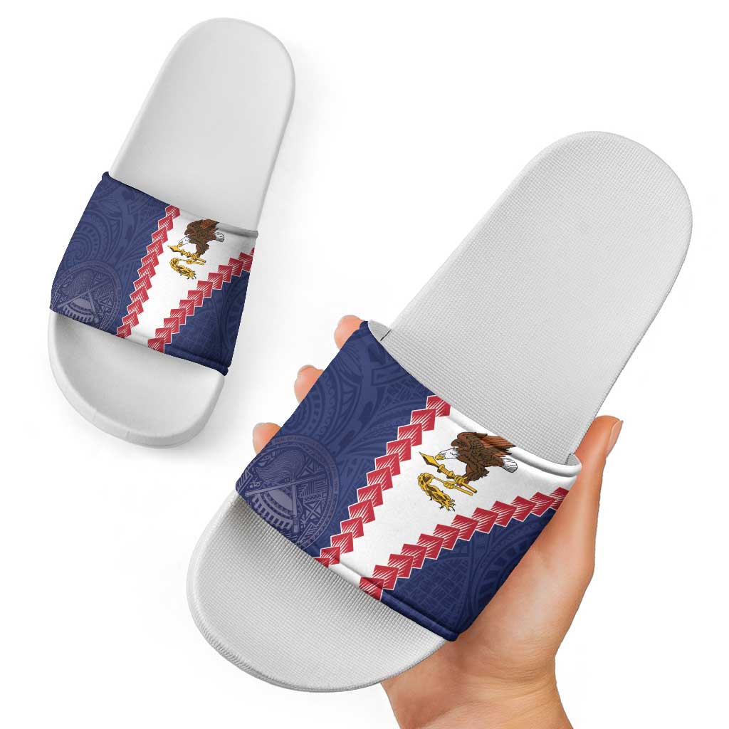 American Samoa Eagle Slide Sandals Polynesian Tribal Pattern Curve Style LT05 - Polynesian Pride