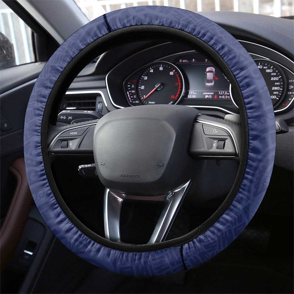 American Samoa Eagle Steering Wheel Cover Polynesian Tribal Pattern Curve Style
