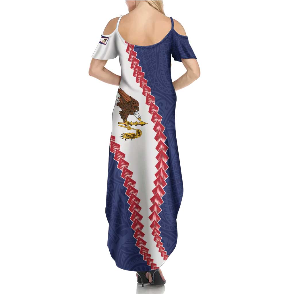 American Samoa Eagle Summer Maxi Dress Polynesian Tribal Pattern Curve Style LT05 - Polynesian Pride