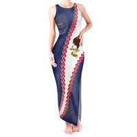 American Samoa Eagle Tank Maxi Dress Polynesian Tribal Pattern Curve Style LT05 Women Blue - Polynesian Pride