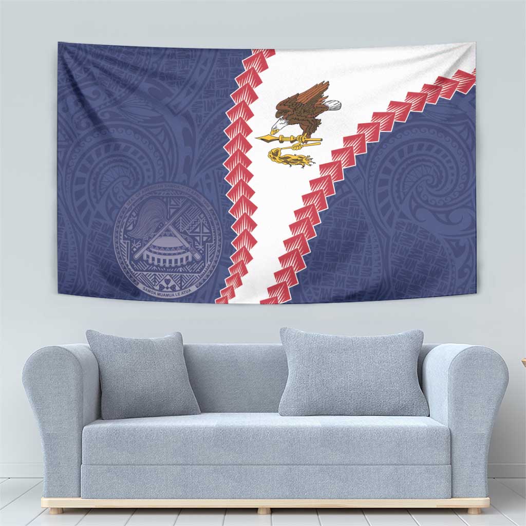 American Samoa Eagle Tapestry Polynesian Tribal Pattern Curve Style LT05 - Polynesian Pride