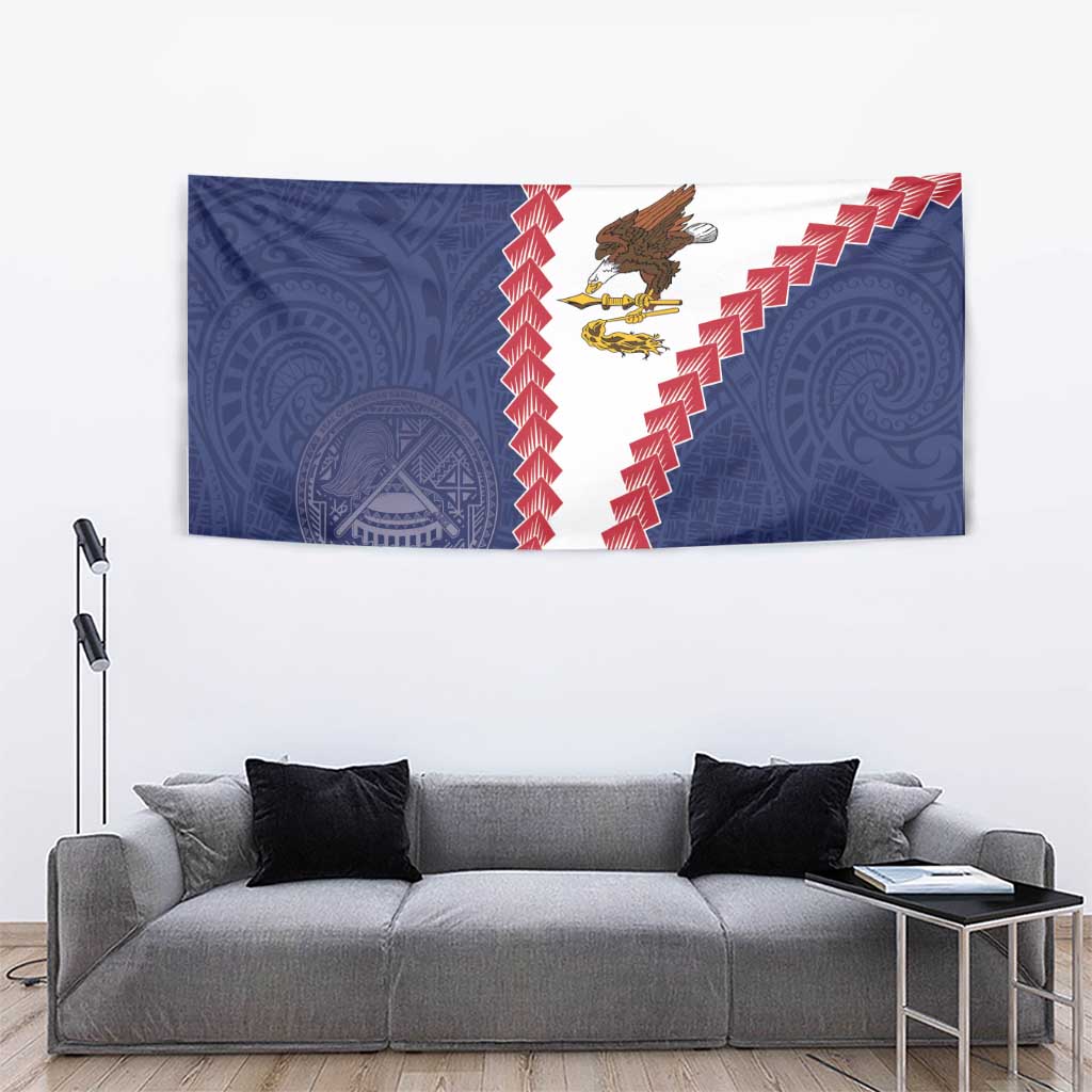 American Samoa Eagle Tapestry Polynesian Tribal Pattern Curve Style LT05 - Polynesian Pride