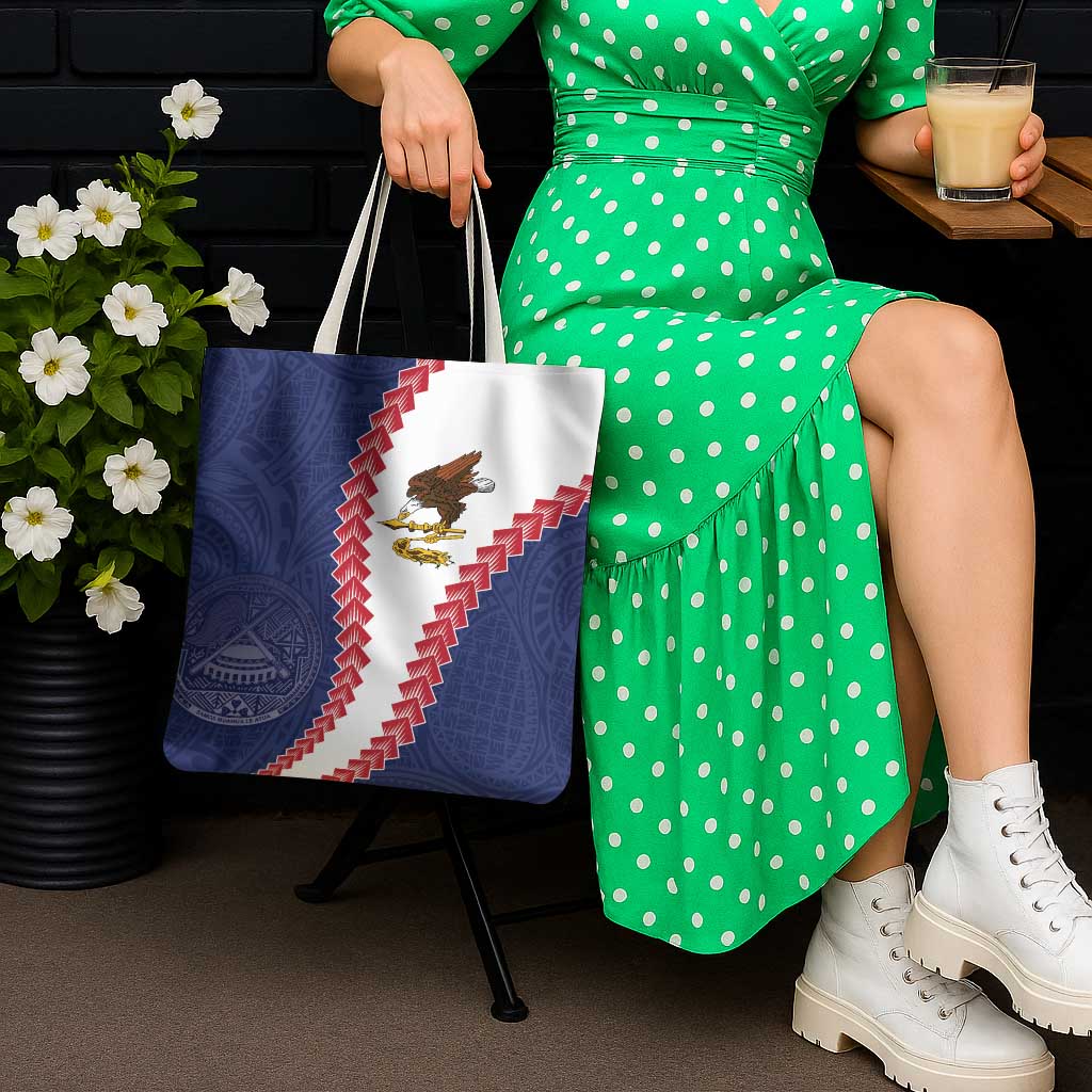 American Samoa Eagle Tote Bag Polynesian Tribal Pattern Curve Style LT05 - Polynesian Pride