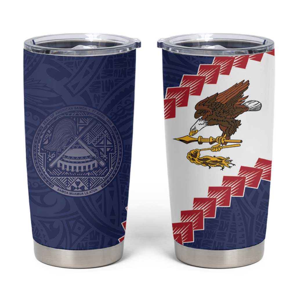 American Samoa Eagle Tumbler Cup Polynesian Tribal Pattern Curve Style
