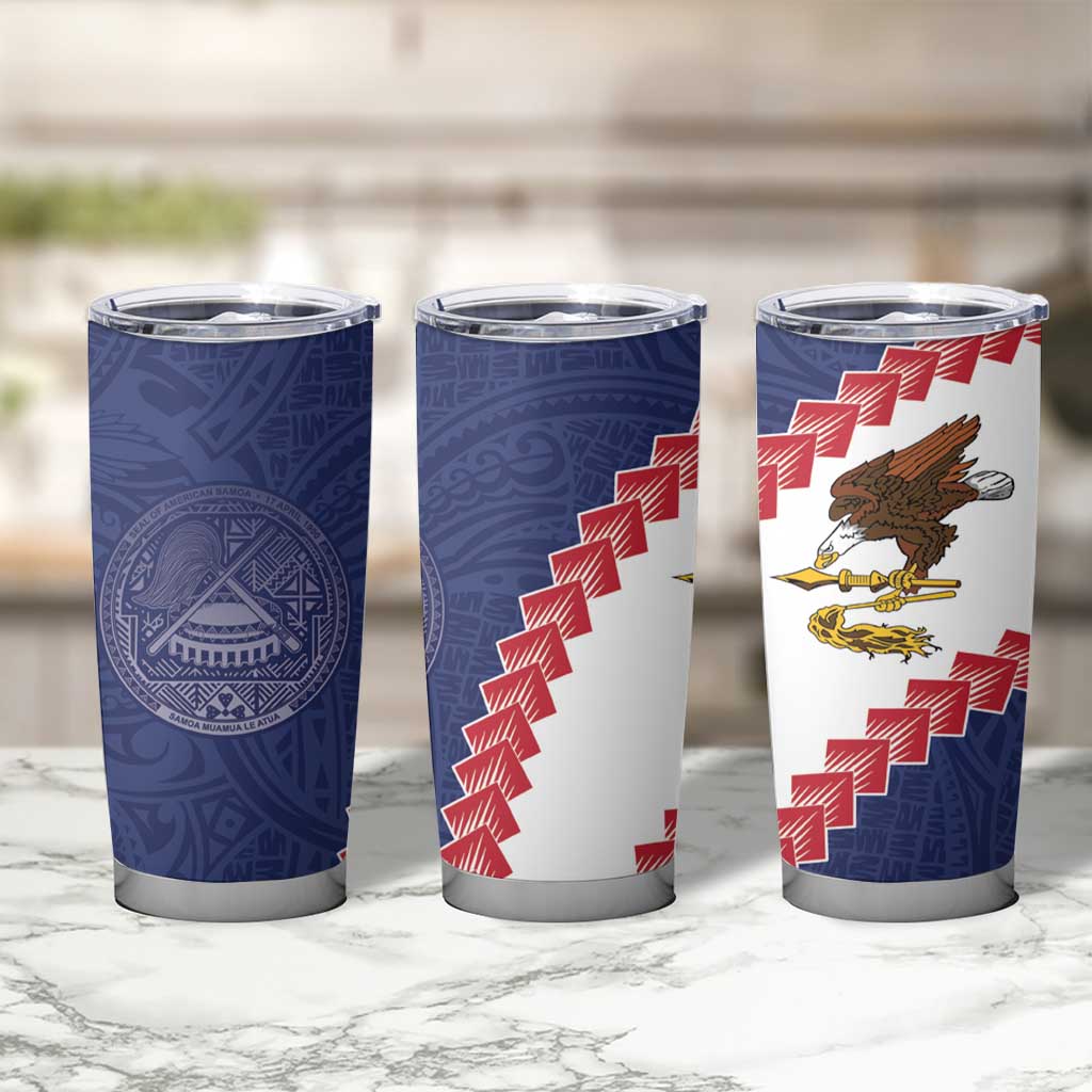 American Samoa Eagle Tumbler Cup Polynesian Tribal Pattern Curve Style