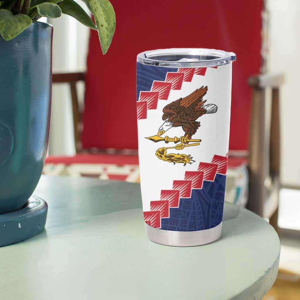 American Samoa Eagle Tumbler Cup Polynesian Tribal Pattern Curve Style
