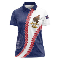 American Samoa Eagle Women Polo Shirt Polynesian Tribal Pattern Curve Style LT05 Female Blue - Polynesian Pride