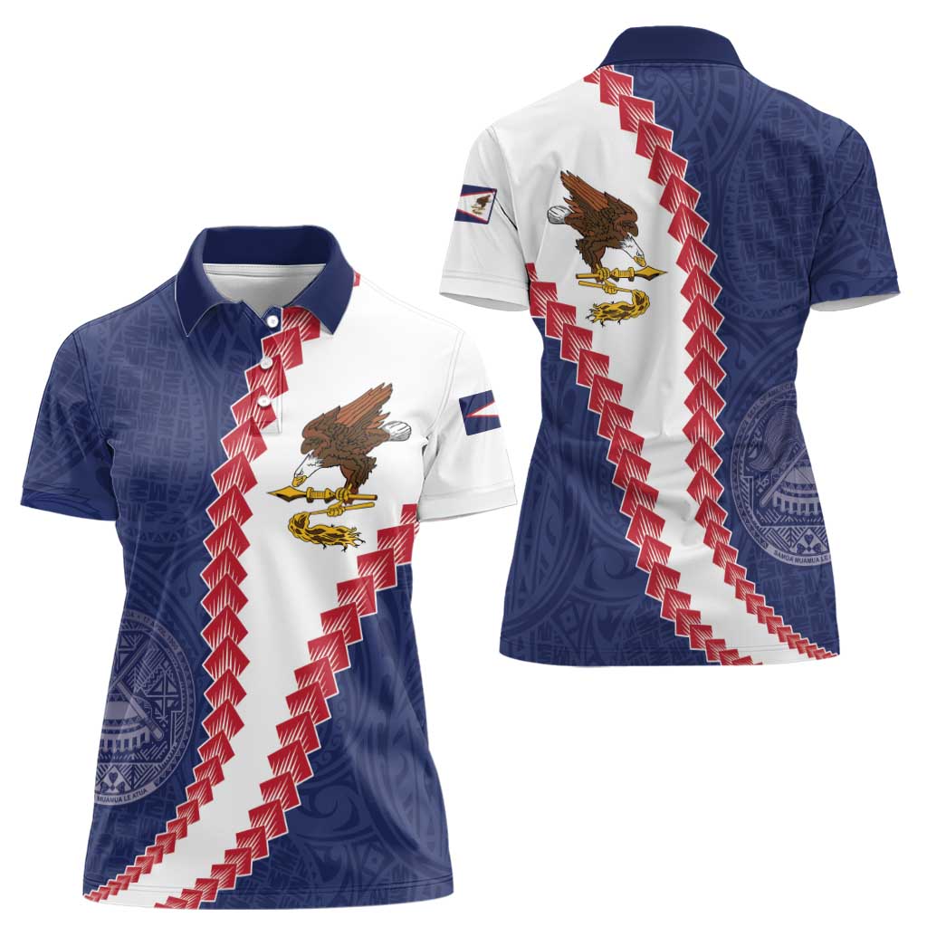 American Samoa Eagle Women Polo Shirt Polynesian Tribal Pattern Curve Style LT05 - Polynesian Pride