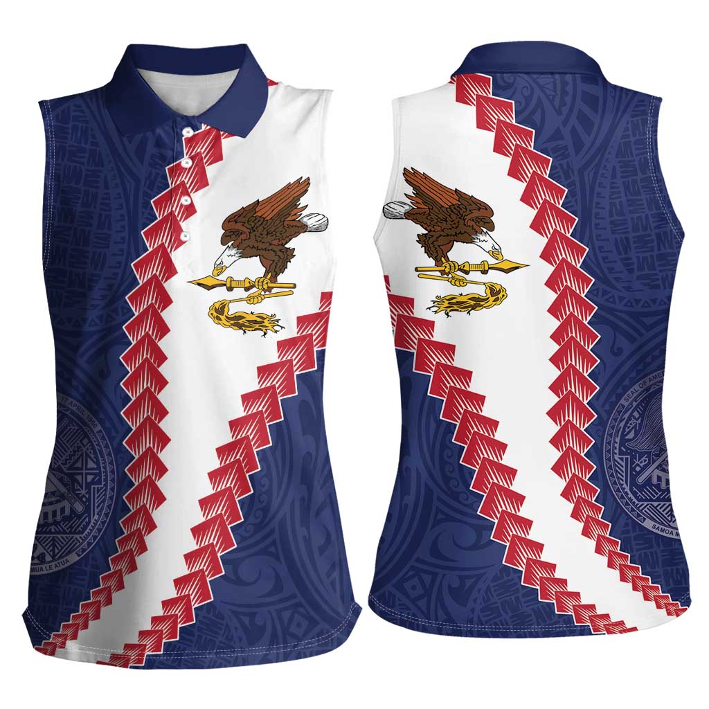 American Samoa Eagle Women Sleeveless Polo Shirt Polynesian Tribal Pattern Curve Style LT05 - Polynesian Pride