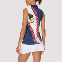 American Samoa Eagle Women Sleeveless Polo Shirt Polynesian Tribal Pattern Curve Style LT05 - Polynesian Pride