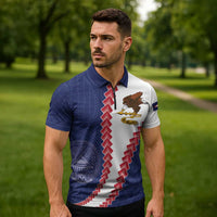 American Samoa Eagle Zipper Polo Shirt Polynesian Tribal Pattern Curve Style LT05 - Polynesian Pride
