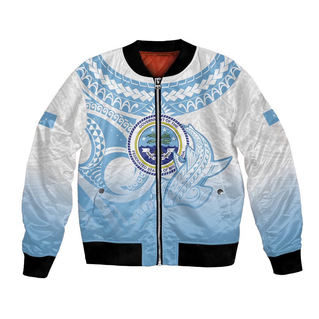 Micronesia Constitution Day Bomber Jacket Polynesian Tribal Tattoo Simple Style LT05 Unisex Blue - Polynesian Pride
