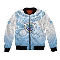 Micronesia Constitution Day Bomber Jacket Polynesian Tribal Tattoo Simple Style LT05 Unisex Blue - Polynesian Pride