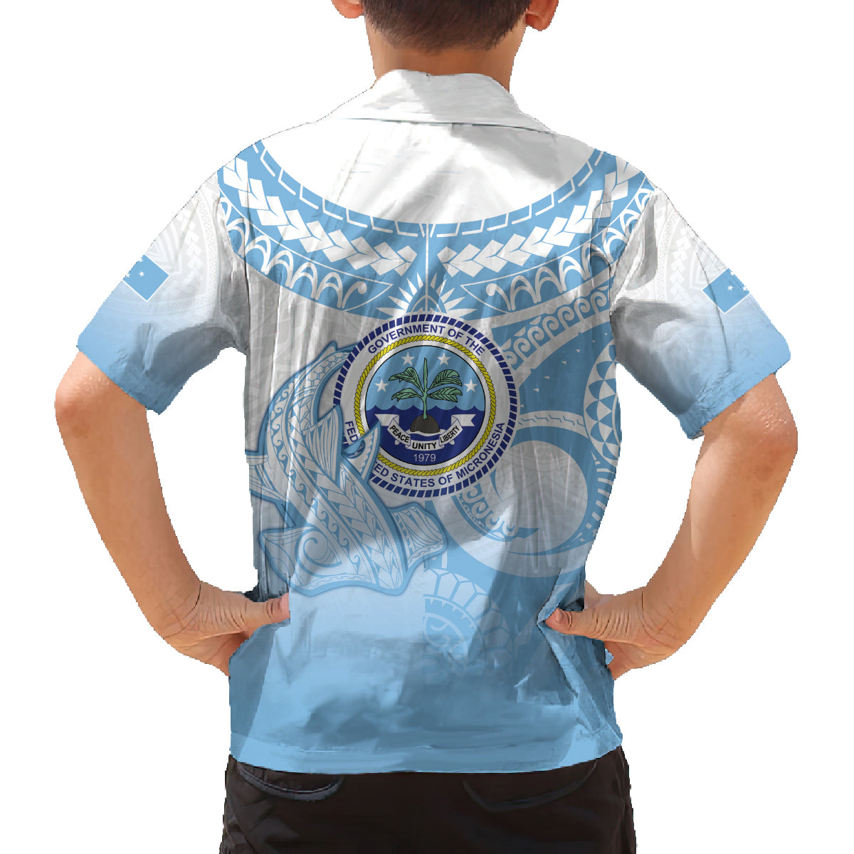 Micronesia Constitution Day Family Matching Summer Maxi Dress and Hawaiian Shirt Polynesian Tribal Tattoo Simple Style LT05 - Polynesian Pride