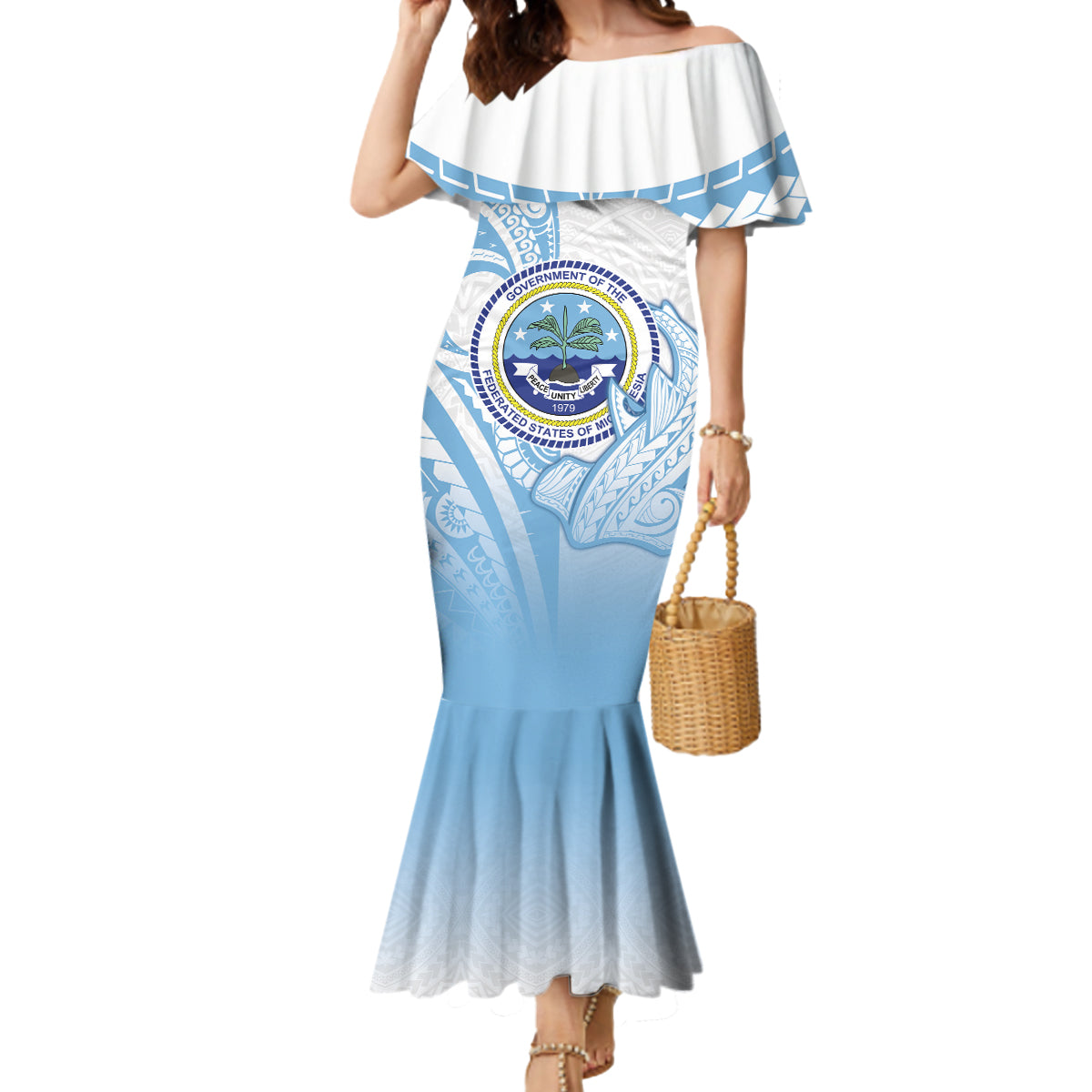 Micronesia Constitution Day Mermaid Dress Polynesian Tribal Tattoo Simple Style