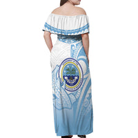 Micronesia Constitution Day Off Shoulder Maxi Dress Polynesian Tribal Tattoo Simple Style LT05 - Polynesian Pride